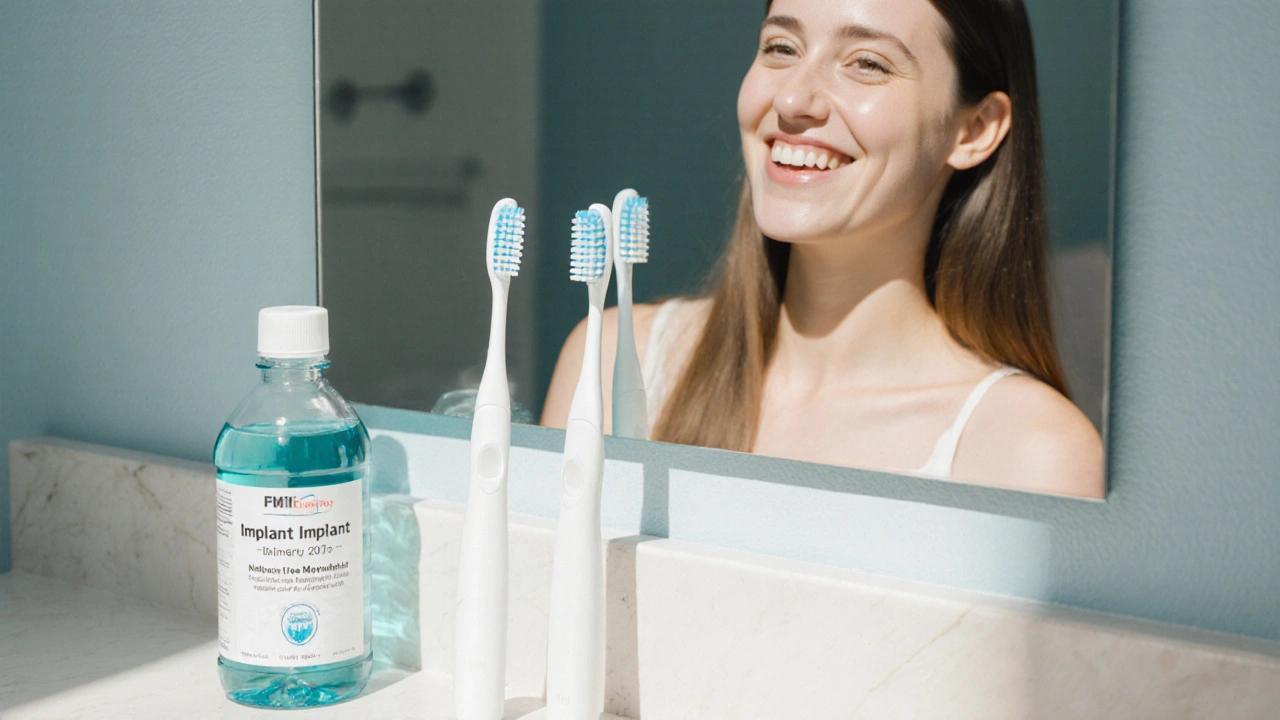 Čistící nástroje pro dlouhodobou péči o zubní implantát.