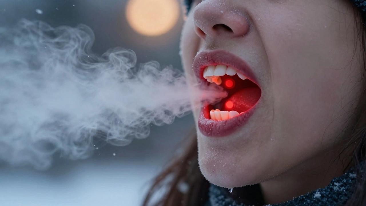 Zimní bolest zubů: chladný vzduch vyvolává varovné signály u citlivých zubů v teplém prostředí.