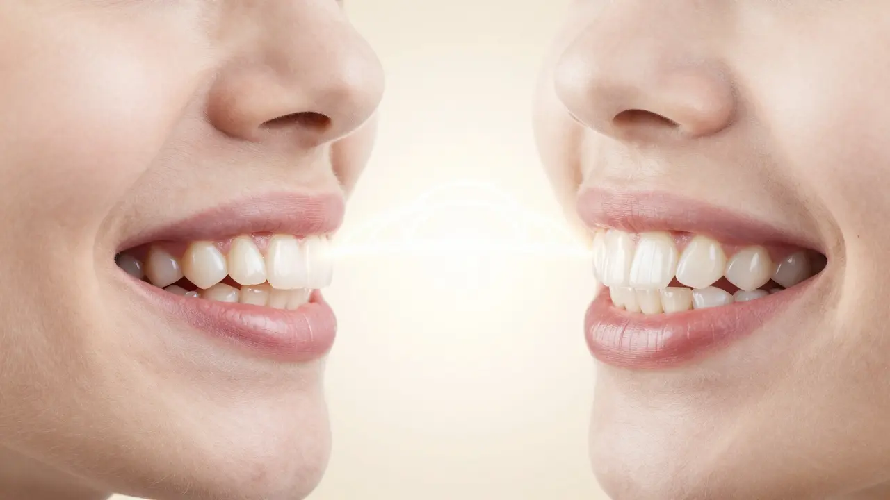 Transformation of a smile from dull to radiant through ceramic dental crowns.