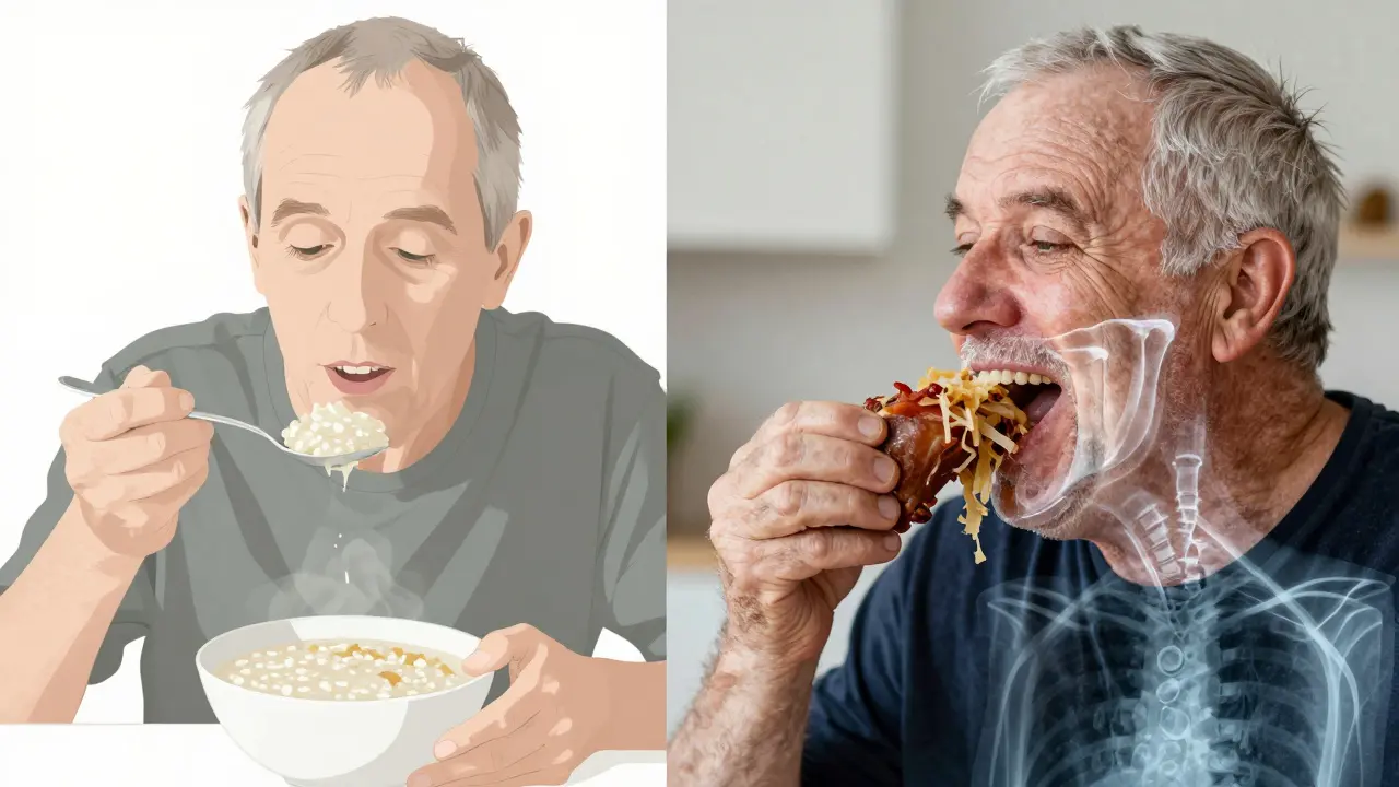 Dvě tváře stejné osoby: jedna s chybějícími zuby a jiná s implantáty a silným úsměvem.