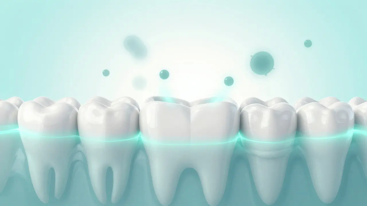 Symbolická ochrana zubní skloviny před neviditelnými bakteriemi.