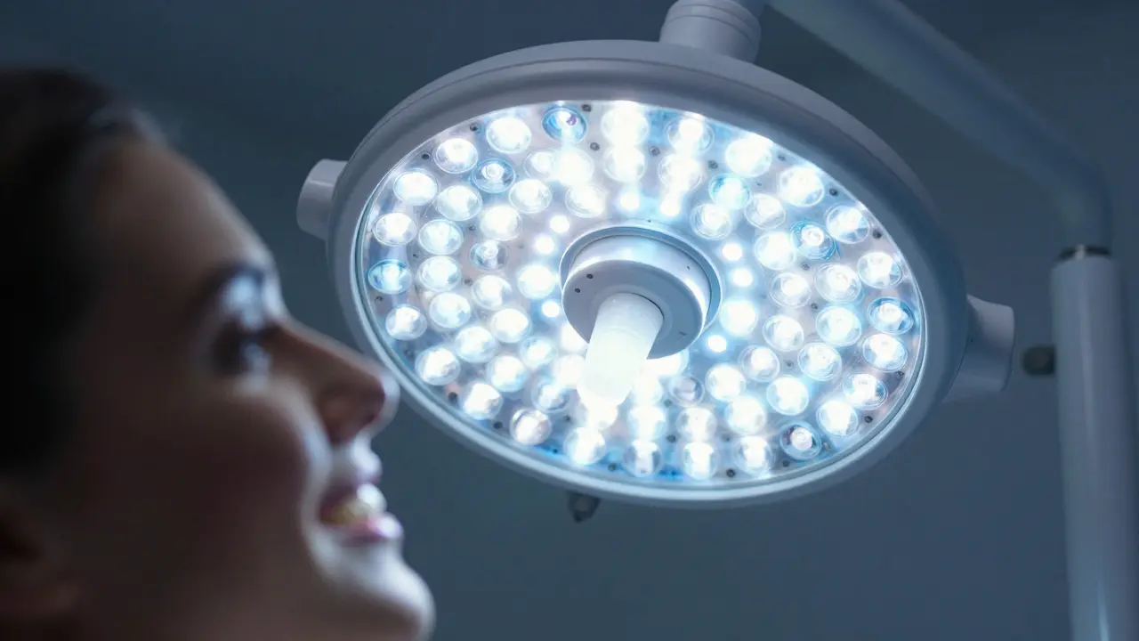 Profesionální bělení zubů pomocí speciální LED lampy v ordinaci