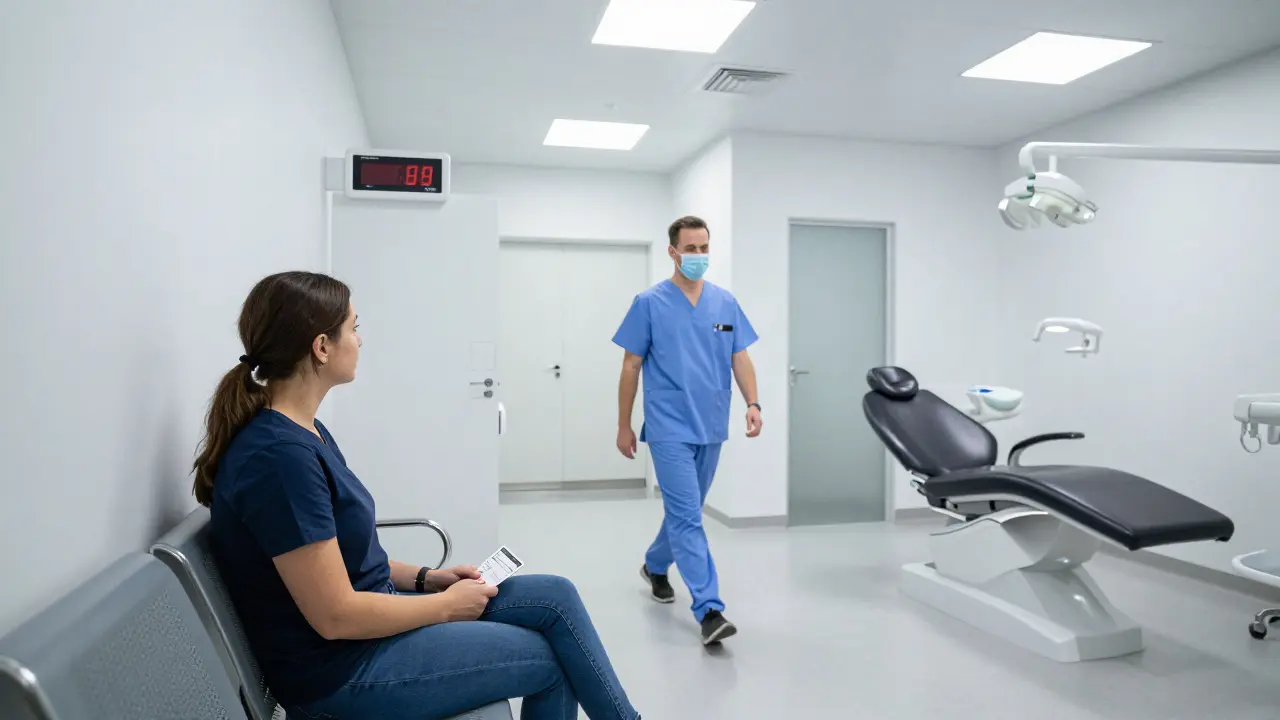 Pacient čekající v ordinaci zubní pohotovosti