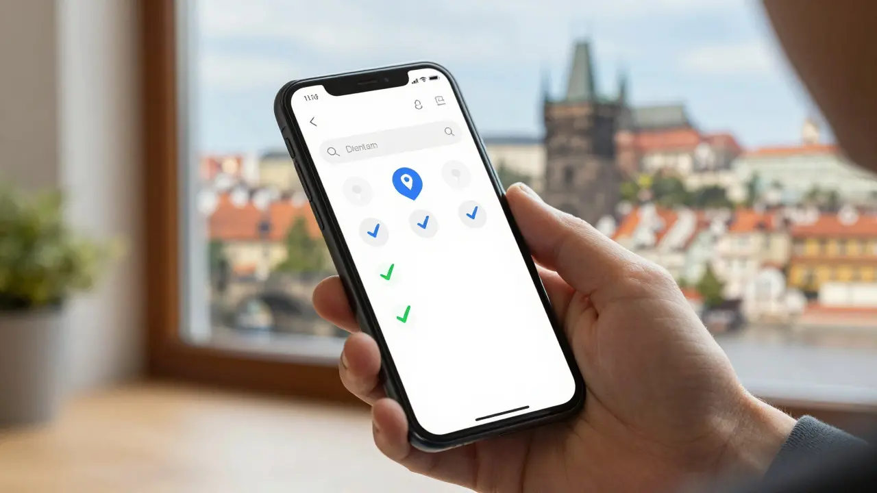 Hledání zubního lékaře na chytrém telefonu