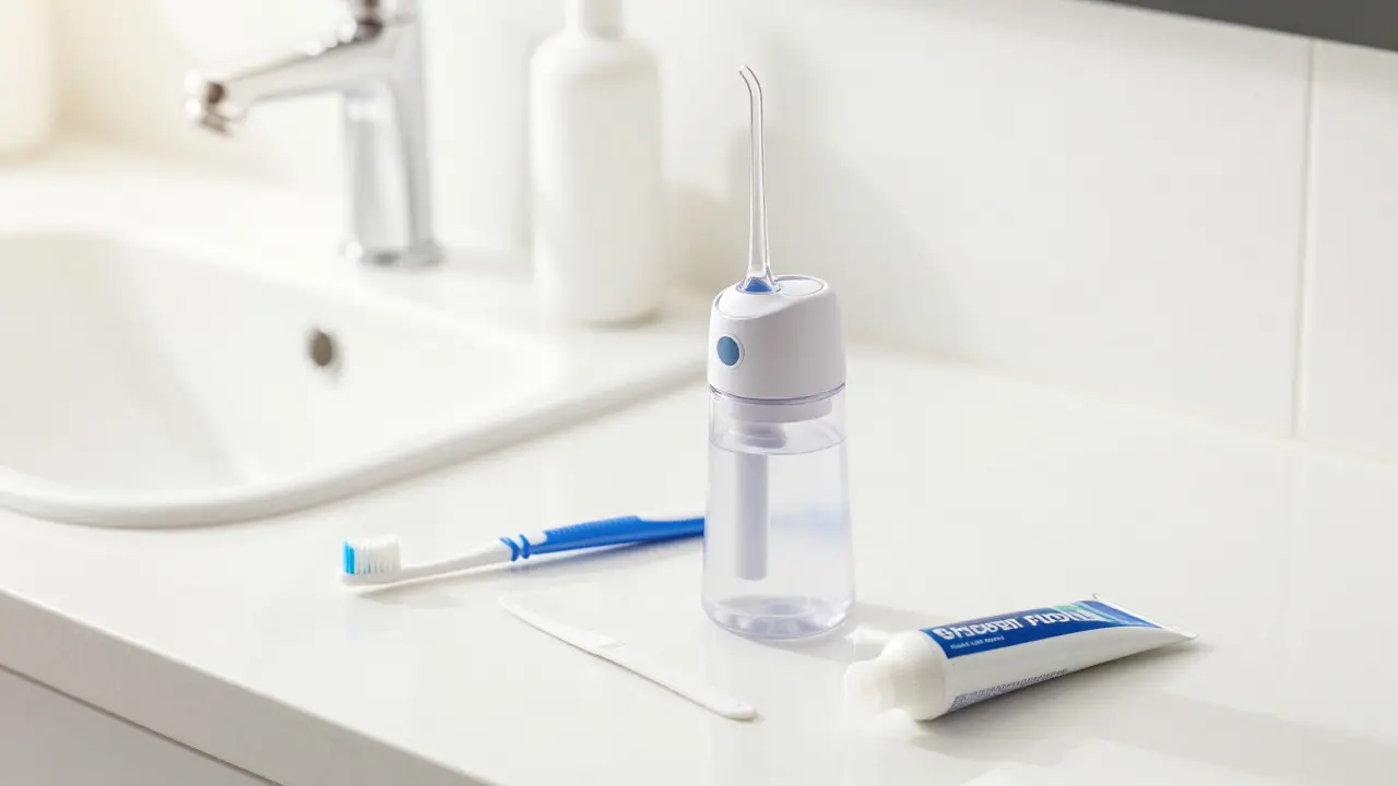 Hygienické pomůcky pro čištění rovnátek na umyvadle