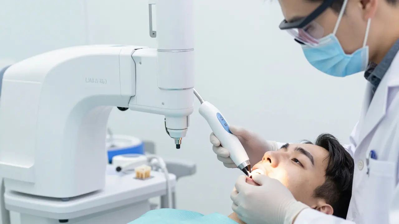 Digitální skenování zubu a výroba korunky v laboratoři