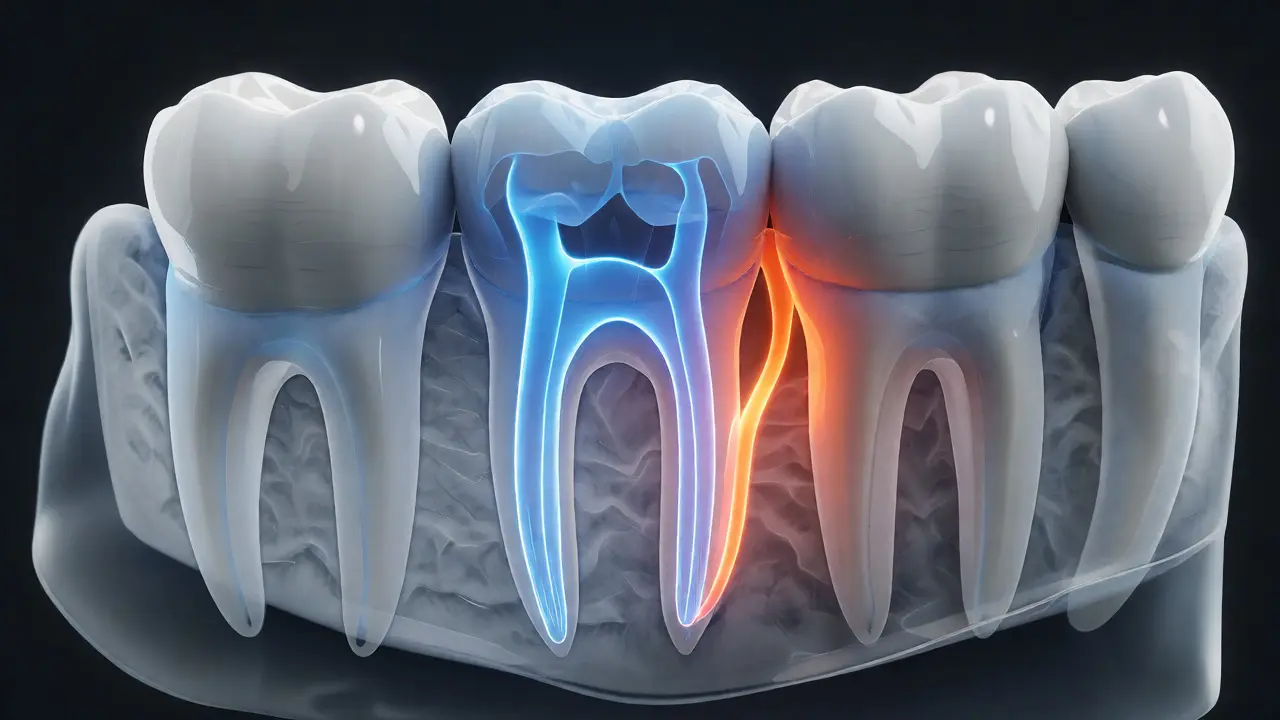 3D vizualizace moláru se čtyřmi svítícími kanálky